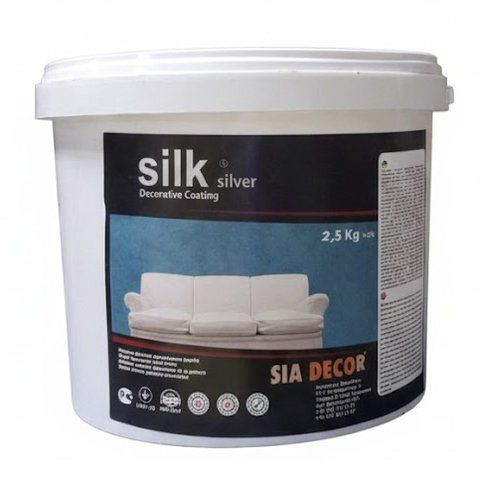 SILK silver штукатурка декоративна для стін мокрий шовк тонка перламутрова 2,5кг   фото