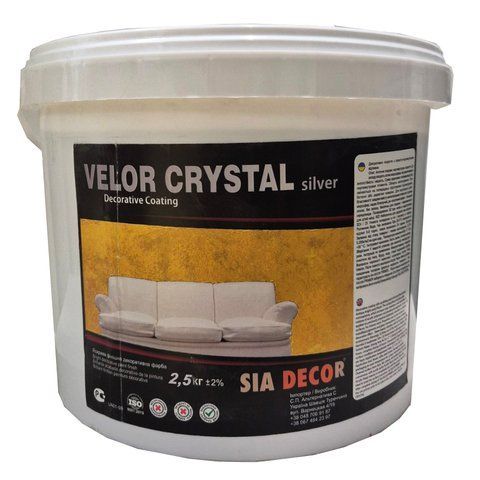 VELOR&nbsp;CRYSTAL silver штукатурка декоративна для стін перламутрова іскриста 2,5кг   фото