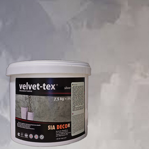 VELVET-TEX штукатурка декоративна для стін, мокрий шовк, напівтонка перламутрова 2,5кг   фото